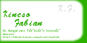 kincso fabian business card